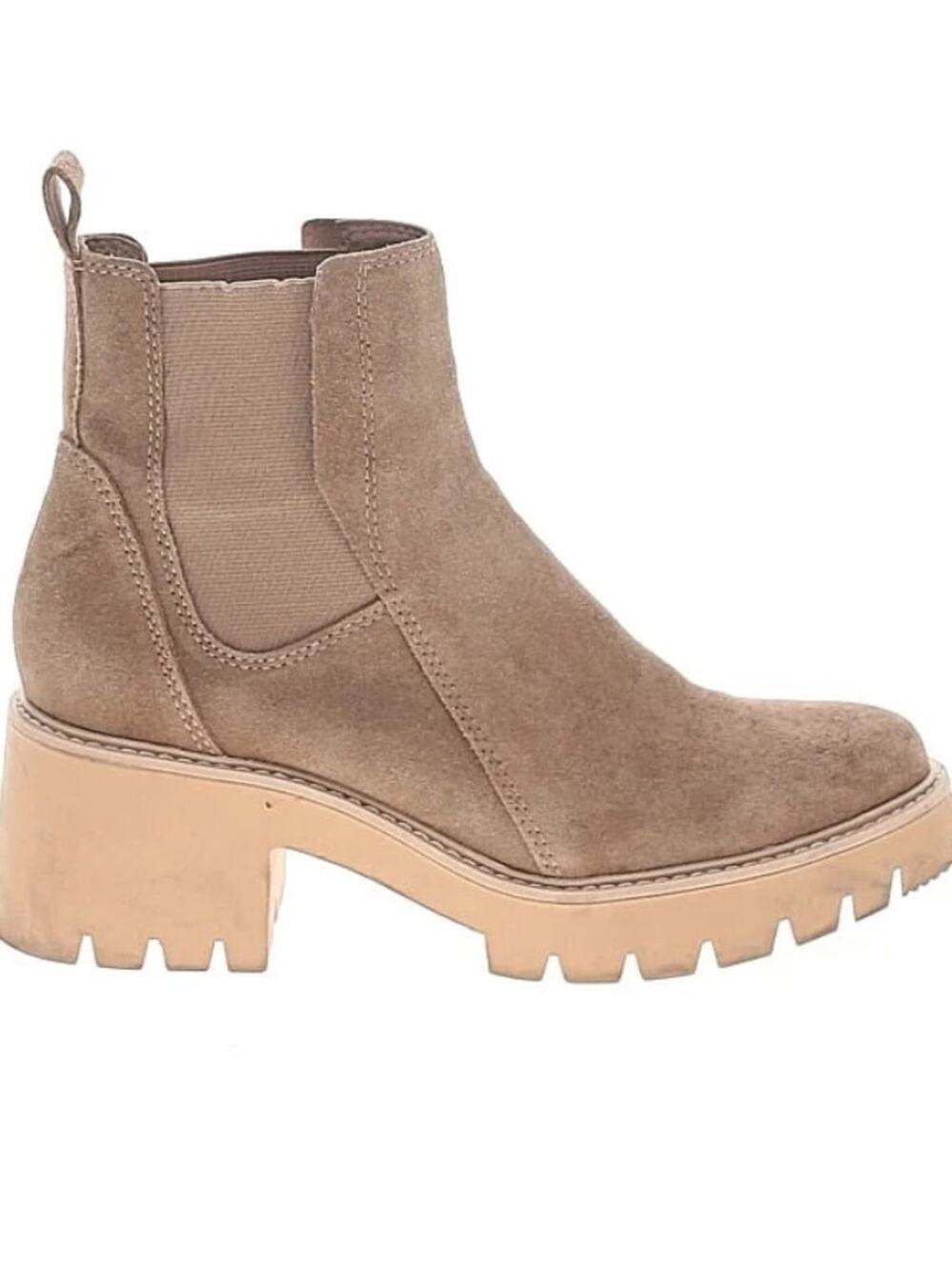 Dolce Vita Halina Chelsea Boots Taupe Suede Chunky Soles Sz 7